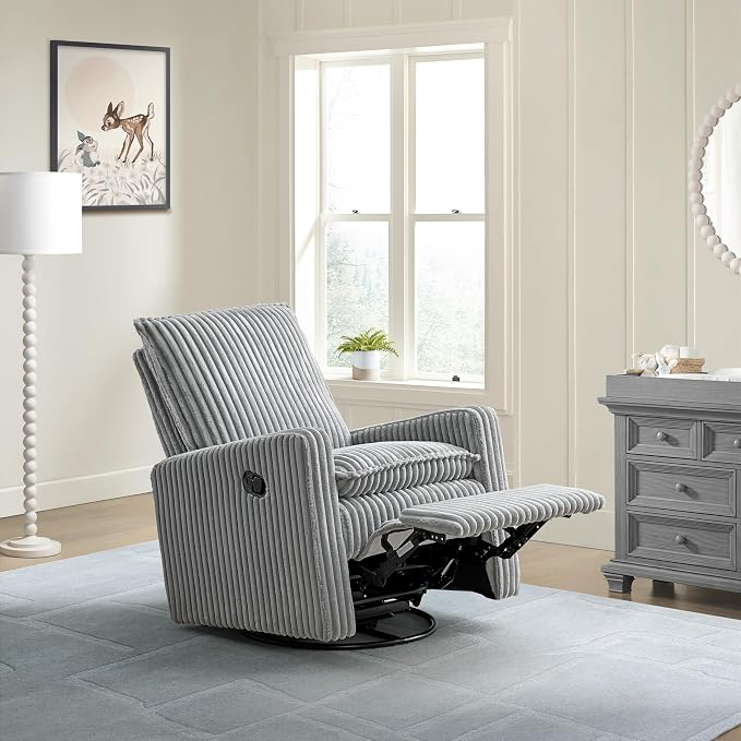 Oxford Baby Uptown Upholstered Glider Recliner Rocking Chair 360° Swivel - Image 5