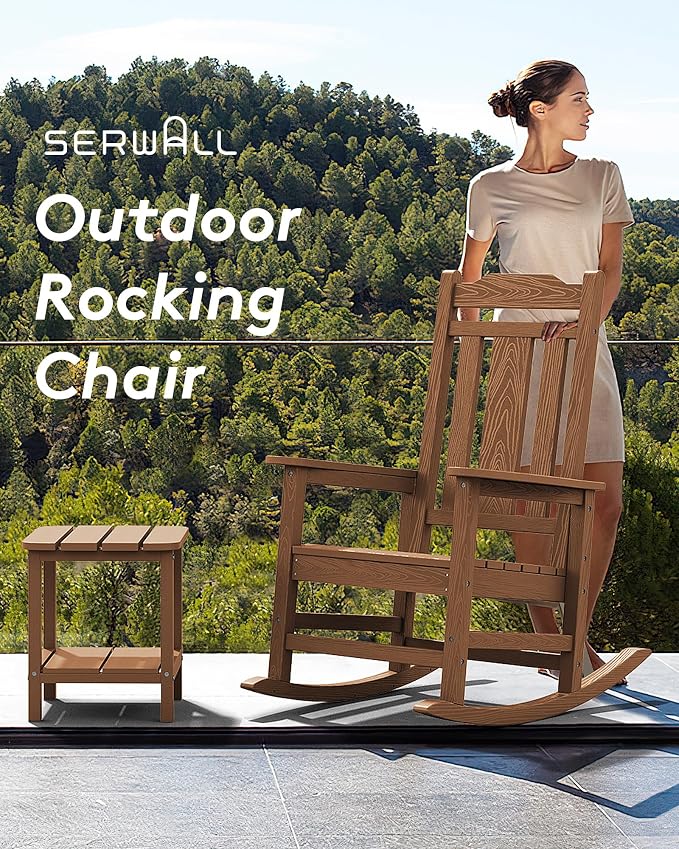 SERWALL Oversized Rocking Chair Set of 2 Outdoor, HDPE Outdoor Rocking Chairs - Image 8