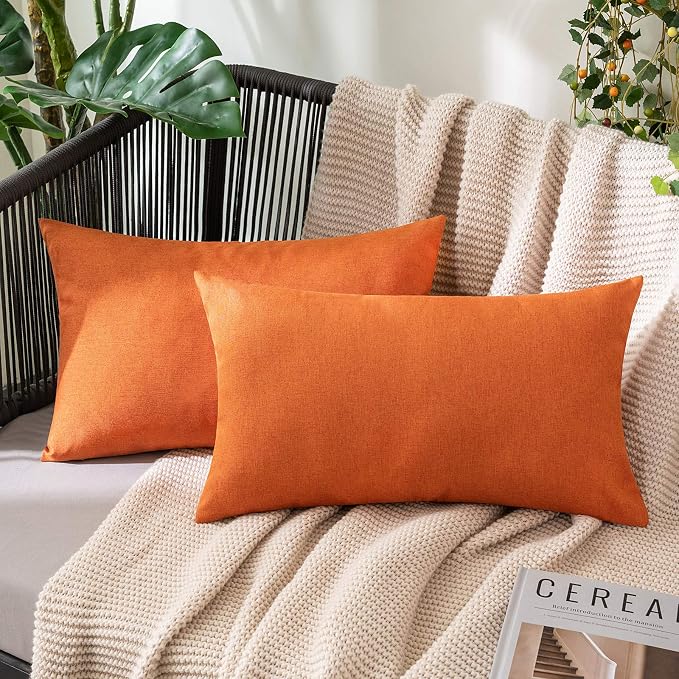 MIULEE Pack of 2 Decorative Outdoor Solid Waterproof Throw Pillow Covers Faux by MIULEE