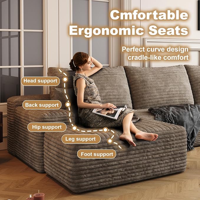 136" Sectional Couches for Living Room Cloud Couch Sofa - Image 5