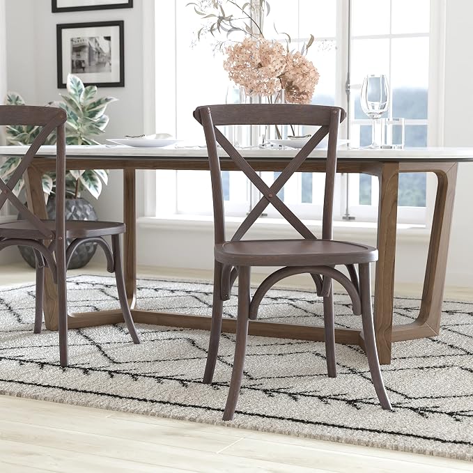 EMMA + OLIVER 2-Pack Wooden X-Back Dining Chair - Image 2