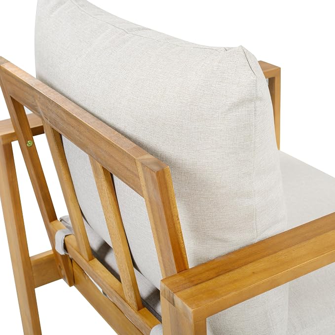 Christopher Knight Home Kayahs 5 Pieces Acacia Wood Furniture Set, Patio - Image 15