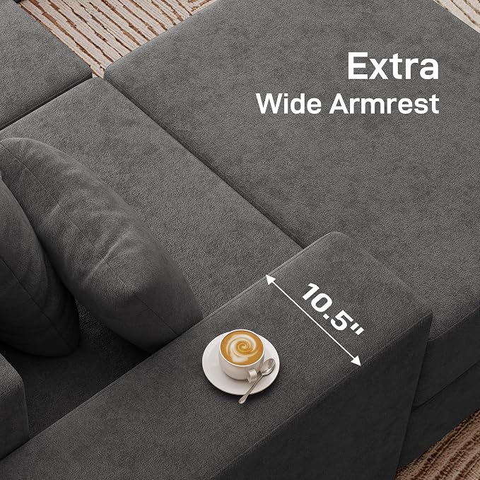 Living&Giving 101" U-Shaped Cloud Sectional Couch - Image 7