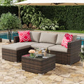 5-Piece Outdoor Sectional Sofa Set, All-Weather PE Rattan Patio Furniture by Unknown