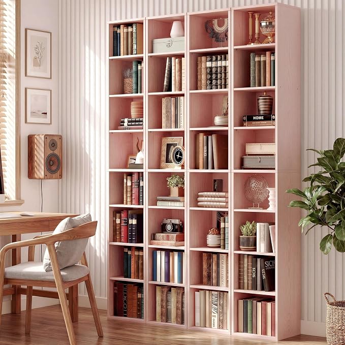 IRONCK Tall Narrow Bookshelf 8 Tiers 71in Set of 2, Compact Corner Bookcase - Image 7