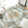 RELEANY Area Rugs 3'x4' Washable Non-Slip, Floral Vintage Distress Print by RELEANY