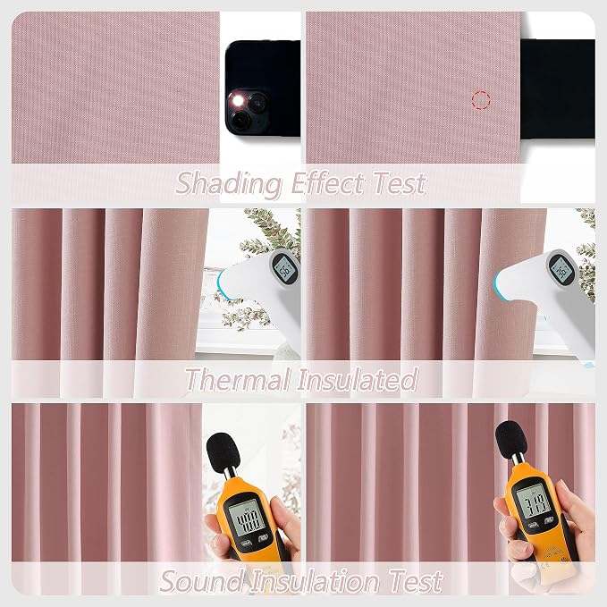 Guken 100% Blackout Linen Curtains 90 Inch 2 Panels Set - Image 5