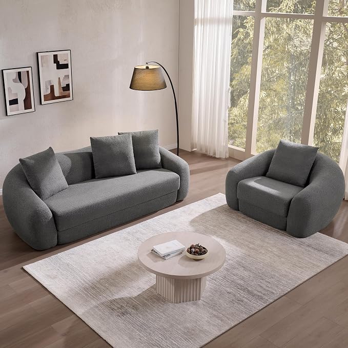 SICOTAS 49.9" Curved Convertible Sofa Couch Bed - Image 9