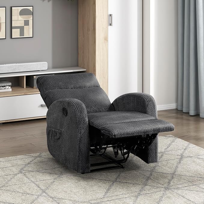 Lexicon Manual Recliner Chair, Textured Microfiber Reclining Chair, Wall Hugger - Image 9