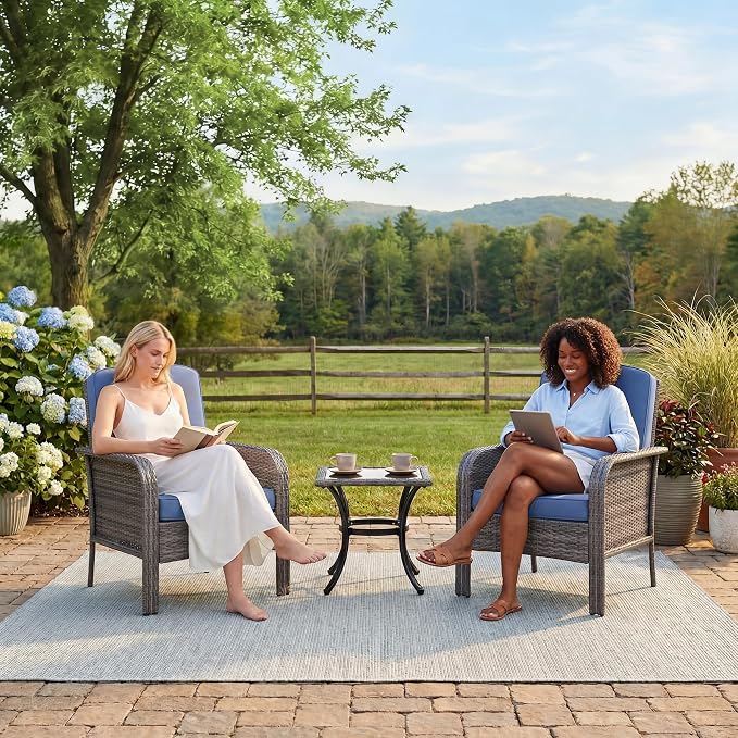 GarveeHome Outdoor Wicker Chairs Set of 2, All-Weather High Back Rattan Patio - Image 6