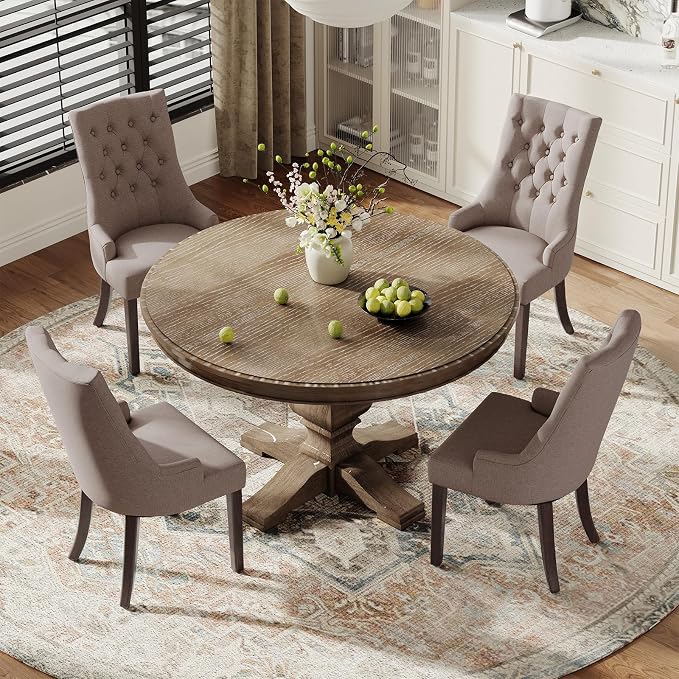 COLAMY Fabric Side Dining Chairs Set of 6, Wingback Upholstered Dining Room - Image 7