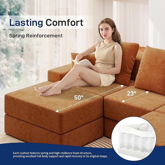 Living&Giving 128" U-Shaped Cloud Sectional Couch - Image 6