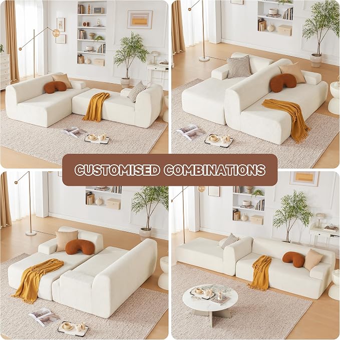 Weture 107" Modular Sectional Cloud Couch, Boneless couches Sponge sectionals - Image 4