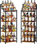 6-Tier Liquor Cabinet for Home Bar, Freestanding Stepped Wine Rack by Unknown