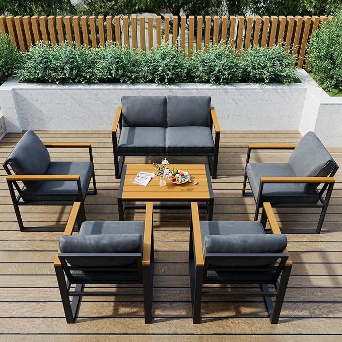 Pamapic 6 Pieces Outdoor Patio Furniture Set, Modern Metal Balcony Furniture - Image 4