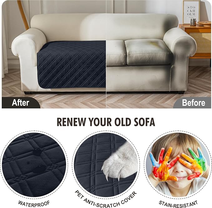 Genina Waterproof Couch Cover, Washable Anti-Slip 51 inch Loveseat Sofa Covers - Image 4