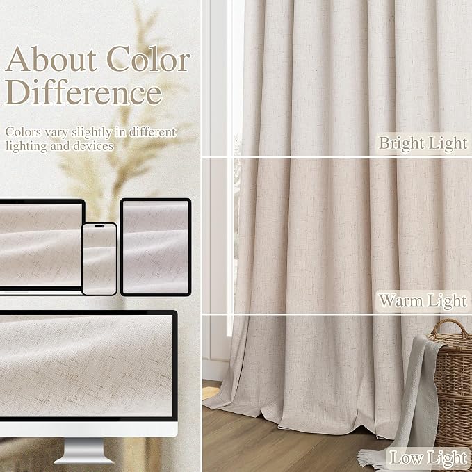 Guken 100% Blackout Curtains 96 Inch Length 2 Panels Set - Image 7
