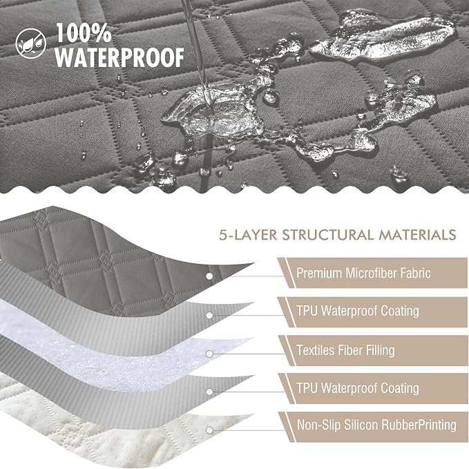 Genina Waterproof Couch Cover, Washable Anti-Slip 67 inch Sofa Covers - Image 5
