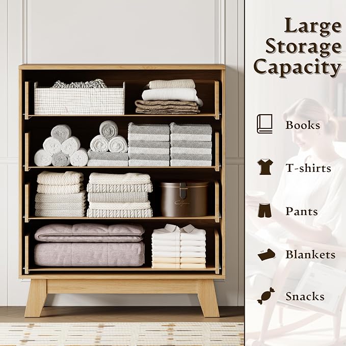 BORNOON 39" Tall Dresser for Bedroom, 4-Drawer Fluted Chest of Drawers - Image 4