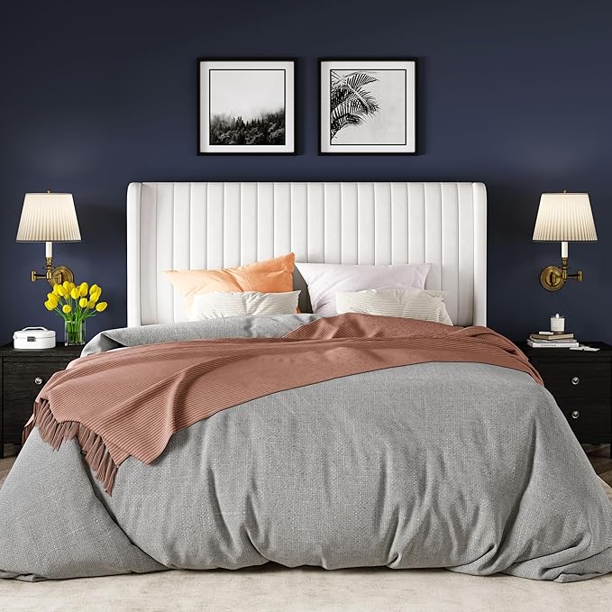 Allewie Queen Size Velvet Bed Frame/Vertical Channel Tufted Wingback - Image 3