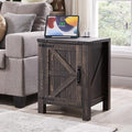 OKD Nightstand with Charging Station, 18 Inch Farmhouse End Table with Barn by OKD