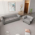 ORRD 2 Piece Living Room Set, Chesterfield Leather Sofa Loveseat Couch Chair by ORRD