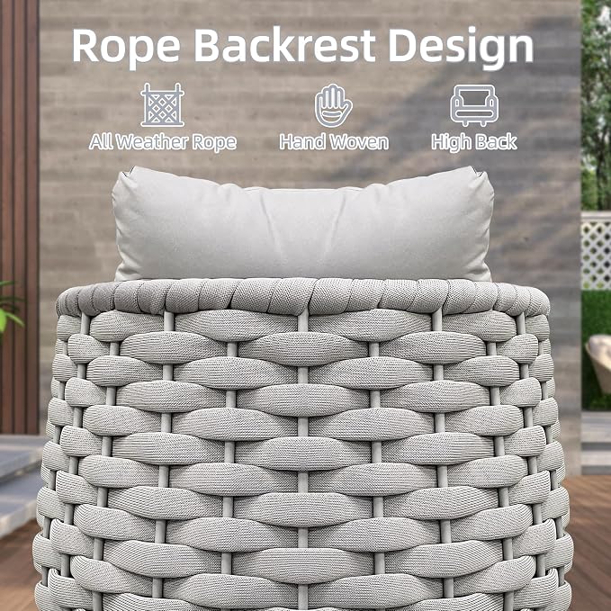 TWT 6-Piece Aluminum Patio Furniture Set, Olefin Rope Modern Outdoor - Image 7