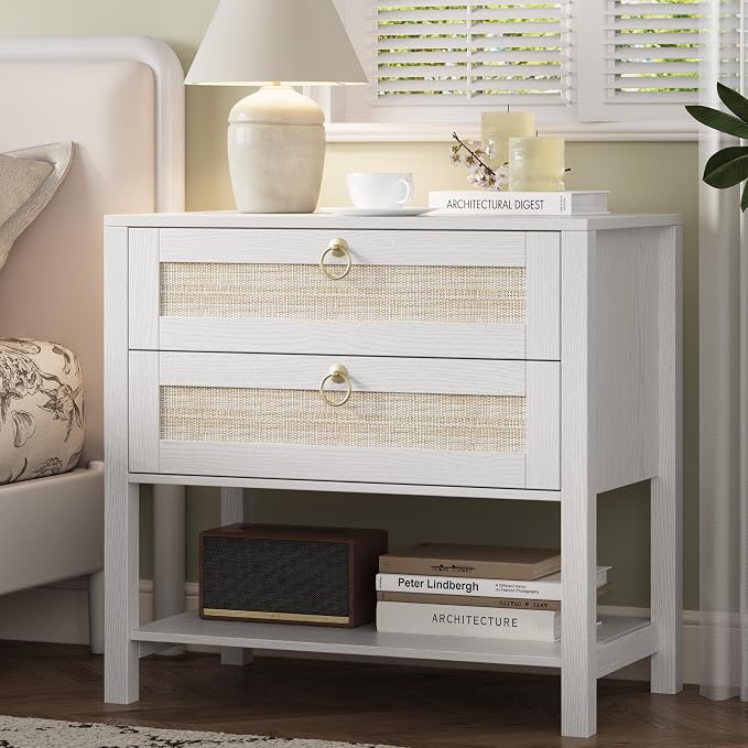 Xixini Nightstand Set of 2, Rattan Boho Bedside Table - Image 8