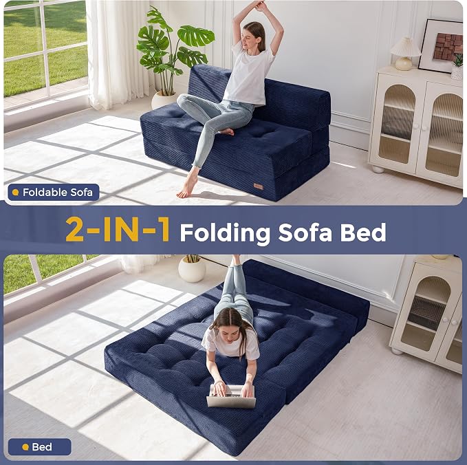 MAXYOYO 8" Folding Sofa Bed, Fold Out Chair Bed Sleeper Chair, Convertible - Image 4