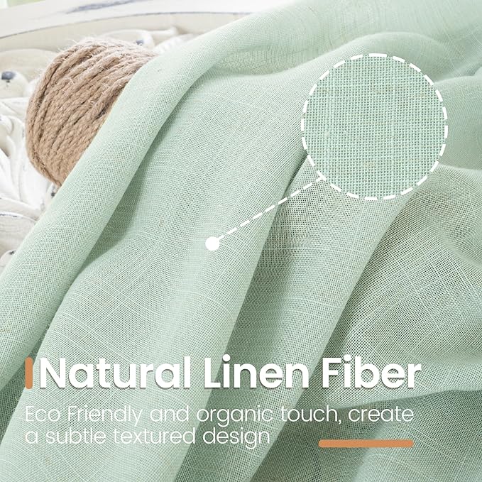 BGment Sage Green Linen Semi Sheer Curtains - Image 3