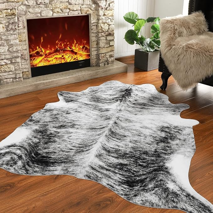 AROGAN Western Decor Faux Fur Cowhide Rug, 4 x 3 Feet Premium Animal Skin Cow - Image 3