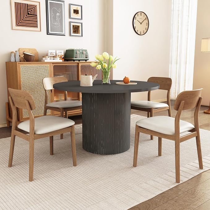 weselon Round Dining Table for 4, Modern Farmhouse Kitchen Table, 47 Inch Small - Image 4