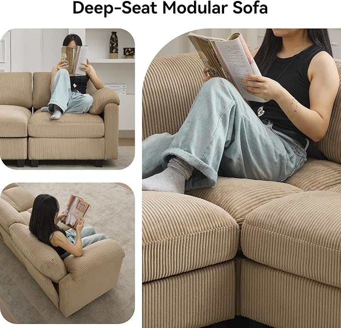 87'' V-Shaped Sectional Sofa Couch, 5-Seater Modular Couches - Image 6