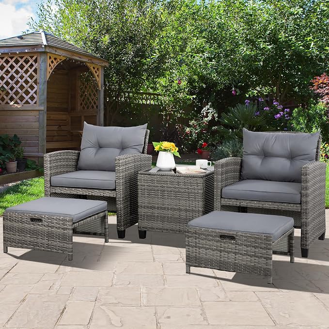 Vongrasig 5 Piece Patio Furniture Set, Small Balcony Furniture, PE Wicker - Image 7