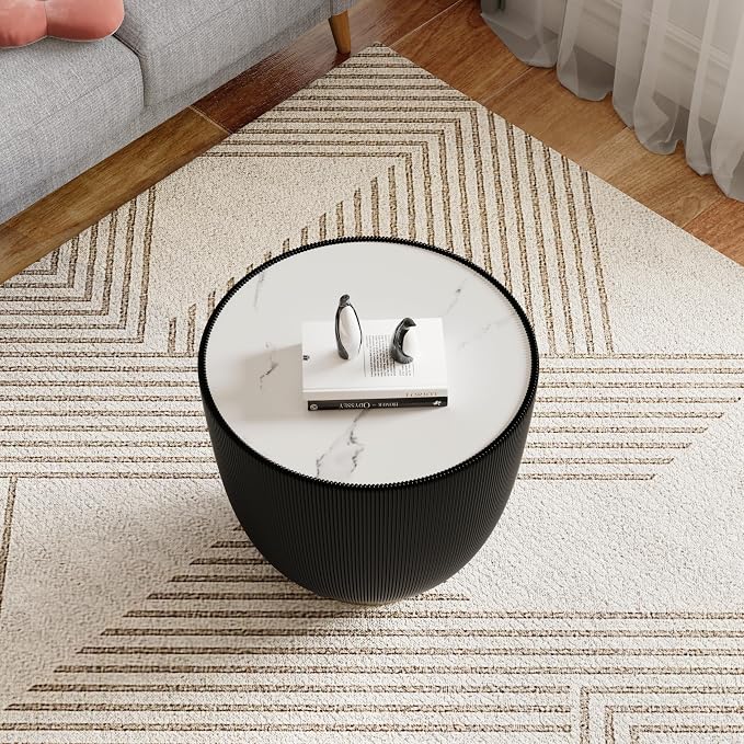 Round Marble Coffee Table Set of 2, 2 Piece White Coffee Table and End Table - Image 7