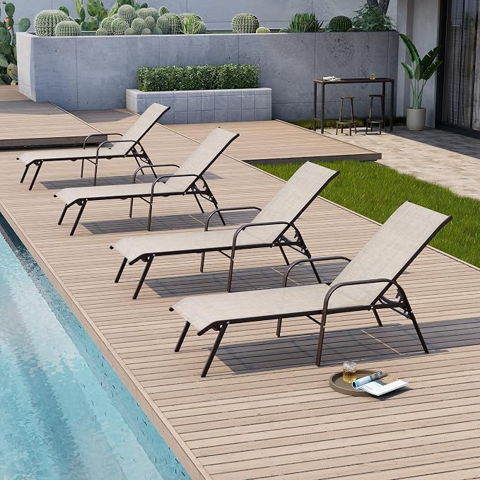 Crestlive Products Outdoor Chaise Lounge Chair, 5-Position Pool Lounge Chairs - Image 8