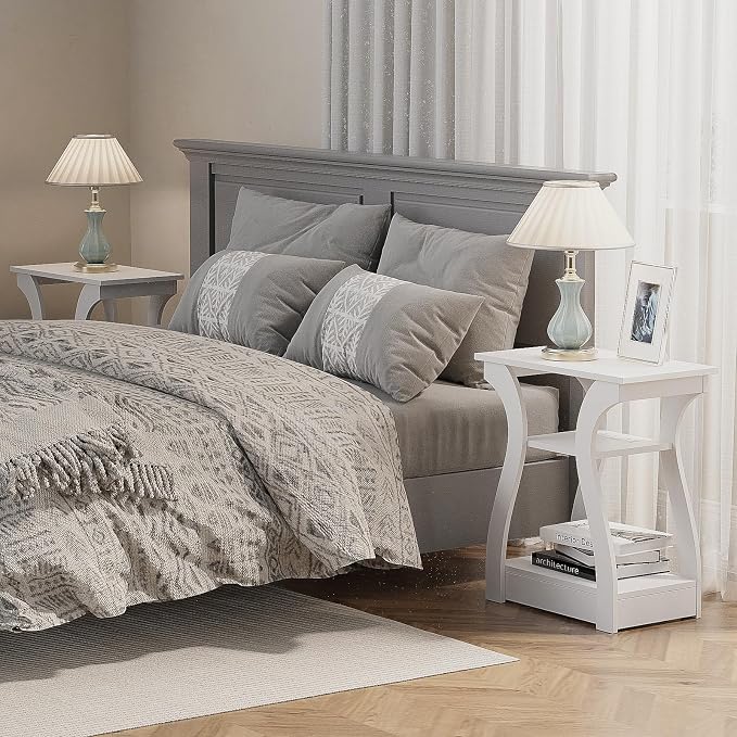 FROMJBEST End Tables Living Room Set of 2, End White Table - Image 6