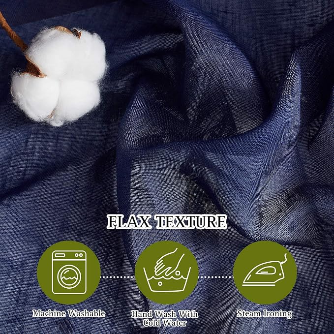 NICETOWN Living Room Curtains 63 inch Length, Grommet Semi Sheer Linen Curtains - Image 3
