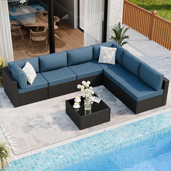 7 Piece Outdoor Patio Furniture Set, All Weather Conversation Set by Shintenchi%7CFurnitureMadeforRealLife