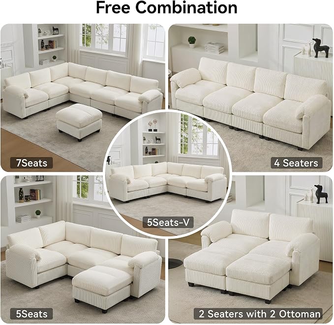114'' Sectional 4 Seater Couch, Oversized Modular Couches - Image 7