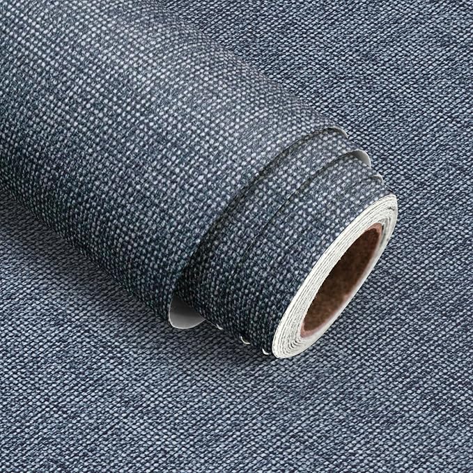 Blue Grasscloth Peel and Stick Wallpaper Textured Contact Paper 15.7in x by lenify