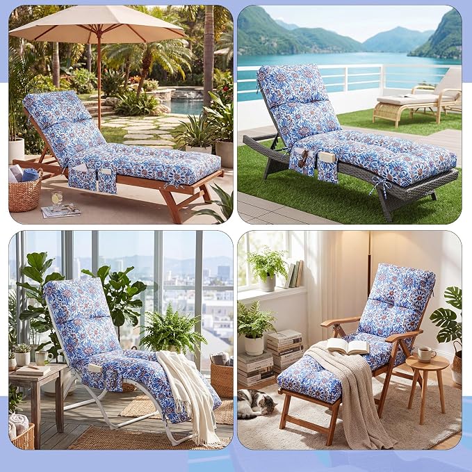Kigley Outdoor 2 Pcs Chaise Lounge Cushions - Image 5