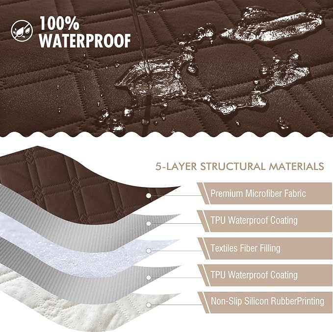 Genina Waterproof Couch Cover, Washable Anti-Slip 86.6 inch Sofa Covers - Image 5