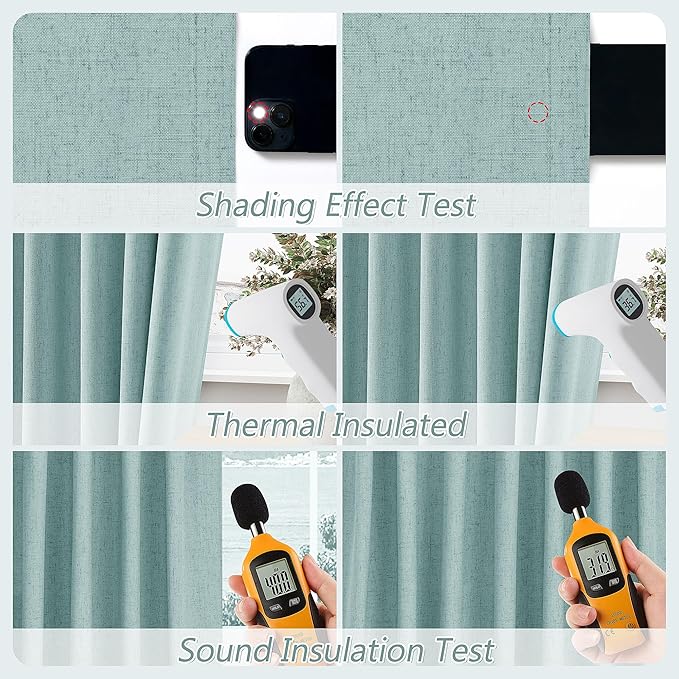 Guken 100% Blackout Linen Curtains 120 Inch Length 2 Panels Set - Image 7