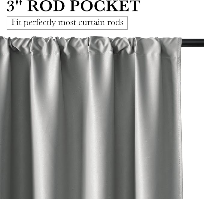 RYB HOME Bedroom Blackout Curtains 72 inches Long, 100% Blackout Thermal - Image 2