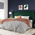 Allewie King Size Bed Frame/Velvet Upholstered Platform Bed/Vertical Channel by Allewie