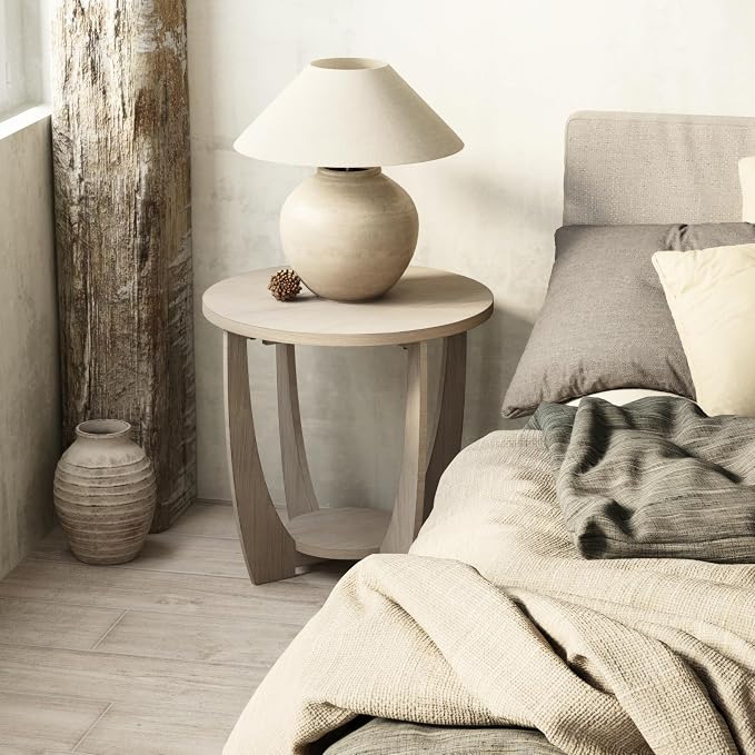 Round Farmhouse End Table for Small Spaces, French Country Accent Side Table - Image 6