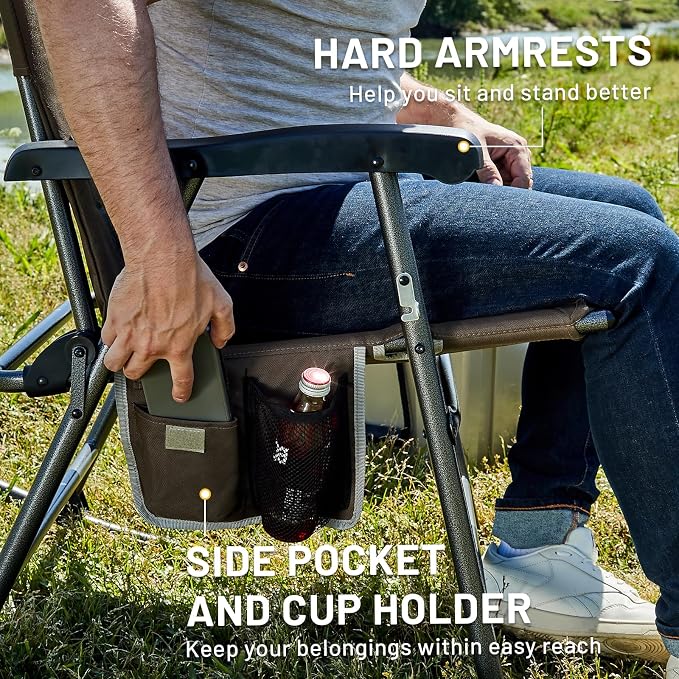 TIMBER RIDGE Outdoor Folding Rocking Chair, Hard Armrests - Image 8