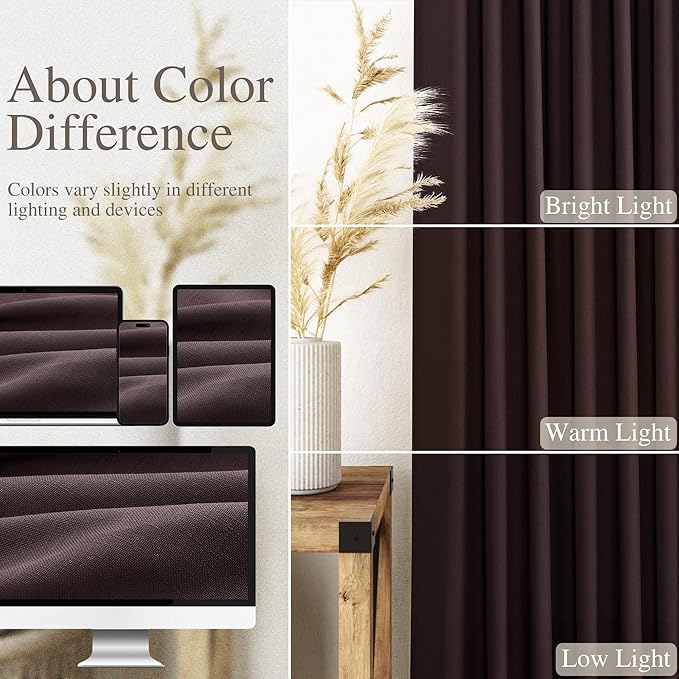 Coffee Brown Linen Curtains 84 Inch Length 2 Panels - Image 4