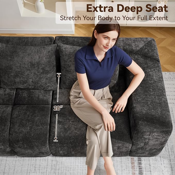 78.7" Loveseat Boneless Couch, Upholstered Cloud Love Seat - Image 4
